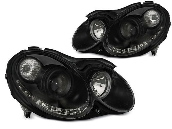 Передние фары Daylight для Mercedes CLK-Class W209 (03-10) Black