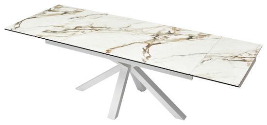 Стол ALTO 160 KL-188 Контрастный мрамор матовый, итальянская керамика/ белый каркас
