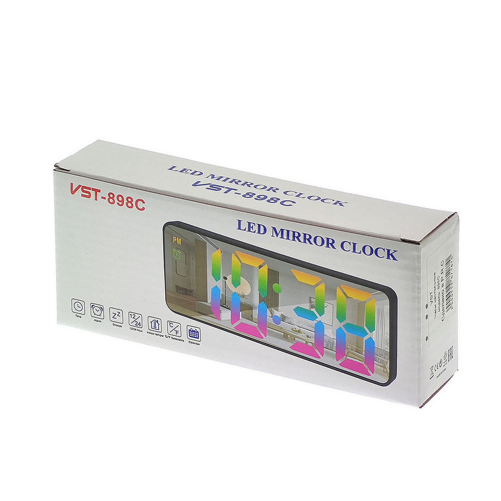 Часы зеркальные VST-898C USB RGB свечение