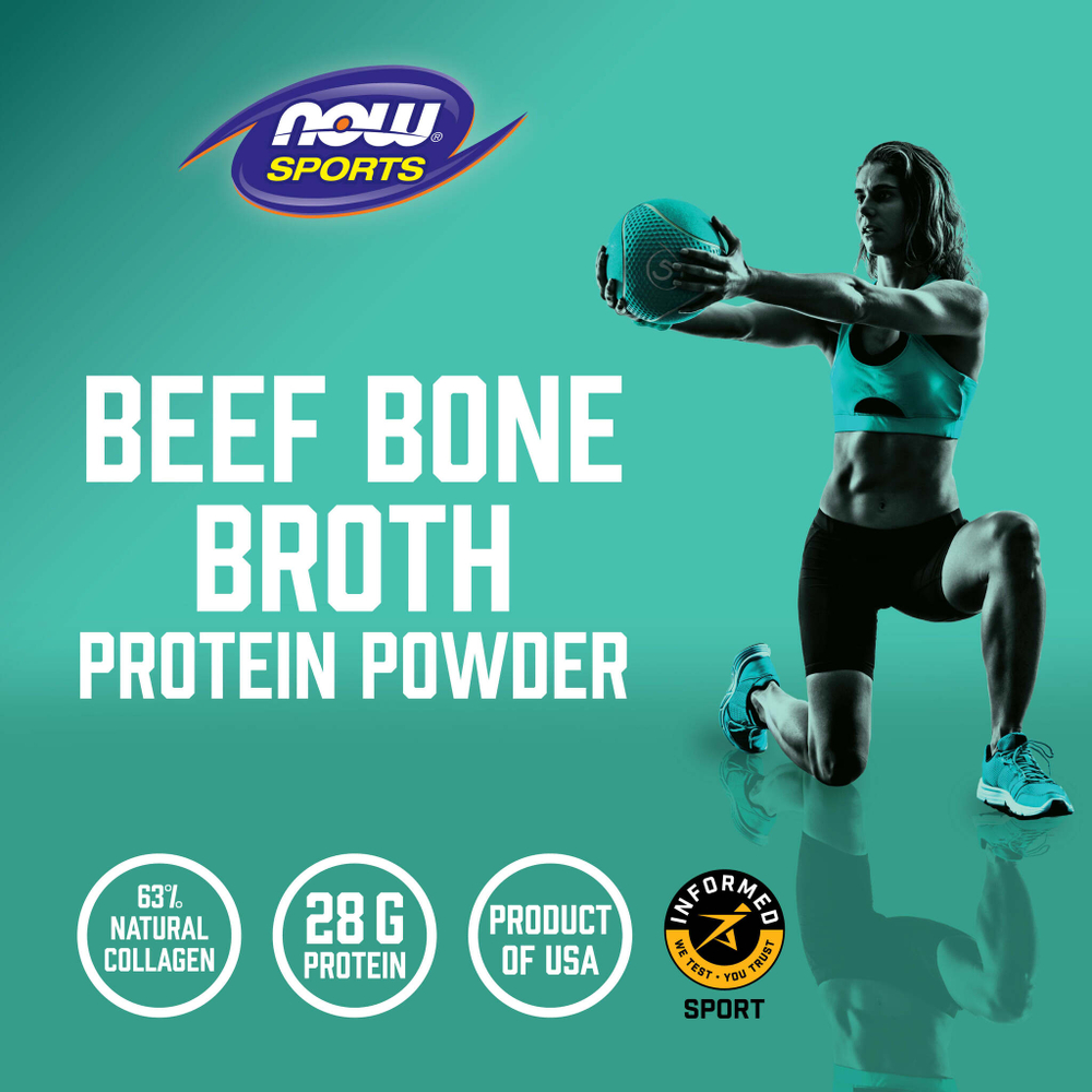 NOW Foods, Sports, протеиновый порошок из говяжьего костного бульона, 544 г (1,2 фунта)