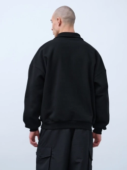 Свитшот с воротником на молнии с начесом (черный)