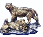 Статуэтка из гипса «Семья тигров» 25*35 см античное золото