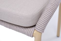 "Милан" стул плетеный из роупа, каркас алюминий (RAL1001), роуп бежевый круглый, ткань бежевая