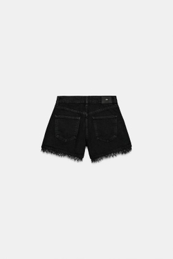 ZARA ДЖИНСОВЫЕ ШОРТЫ Z1975 С КРУЖЕВОМ, ЧЕРНЫЙ