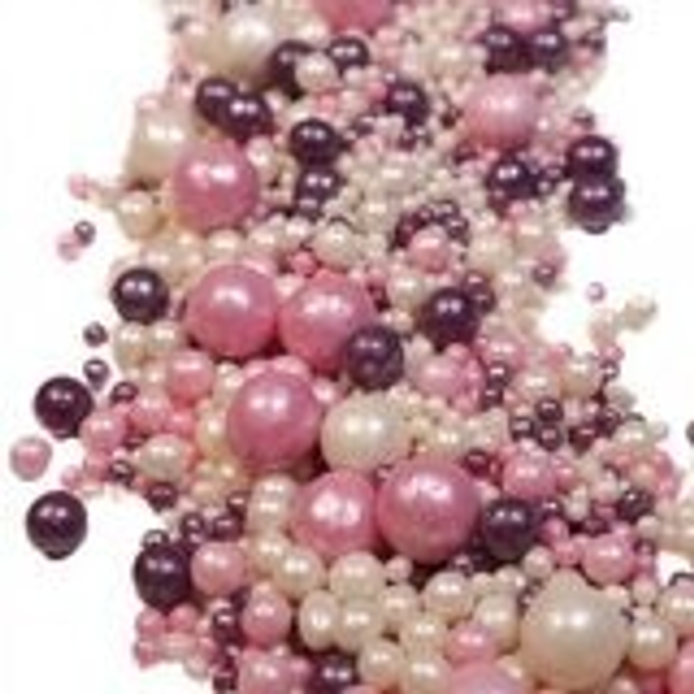 Шарики кранч серебро-сиреневый-розовый  100 гр.