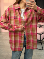 Рубашка в клетку фуксия