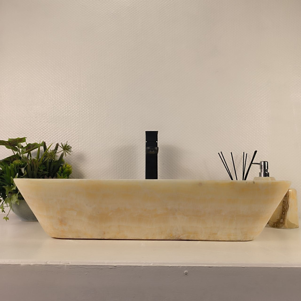Каменная раковина из оникса Rectangle Big Yellow EO-04719 (60*40*13) 0204 из натурального камня