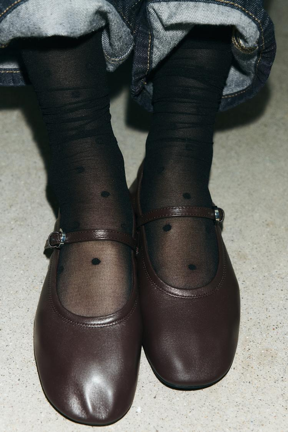 ZARA НОСКИ-ГОЛЬФЫ В ГОРОШЕК, ЧЕРНЫЙ