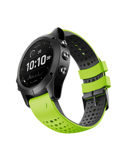 Ремешок дышащий Athlet 22 мм. для Garmin Fenix 7/6/5, EPIX 2, MARQ, Forerunner 935 / 945 / 955 / 965, instinct, instinct 2 силиконовый быстросъемный ( Лайм / Черный )