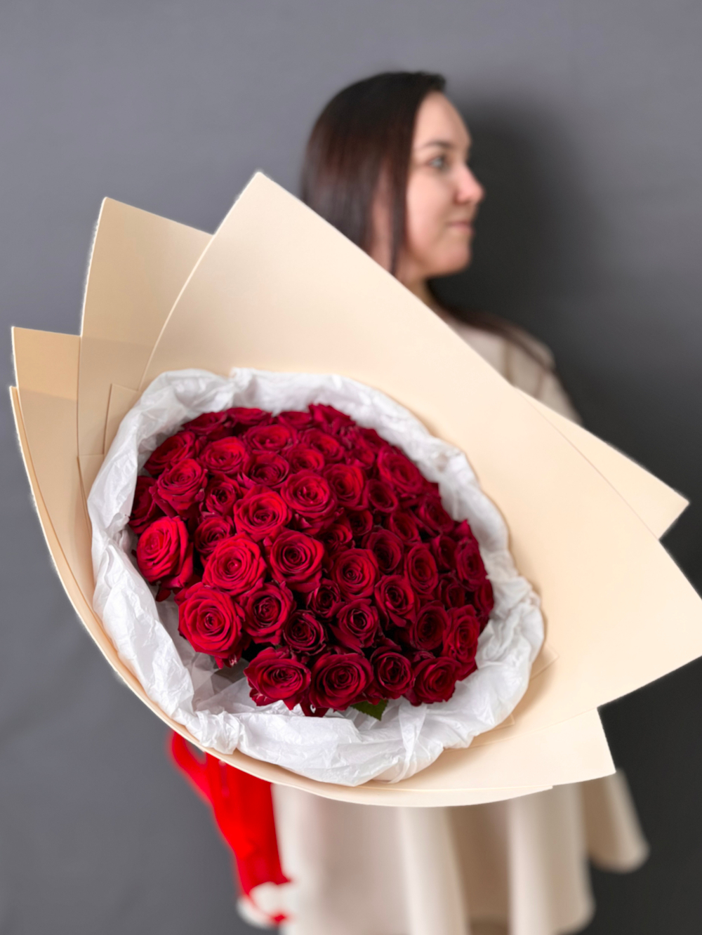 51 красная роза 50 см