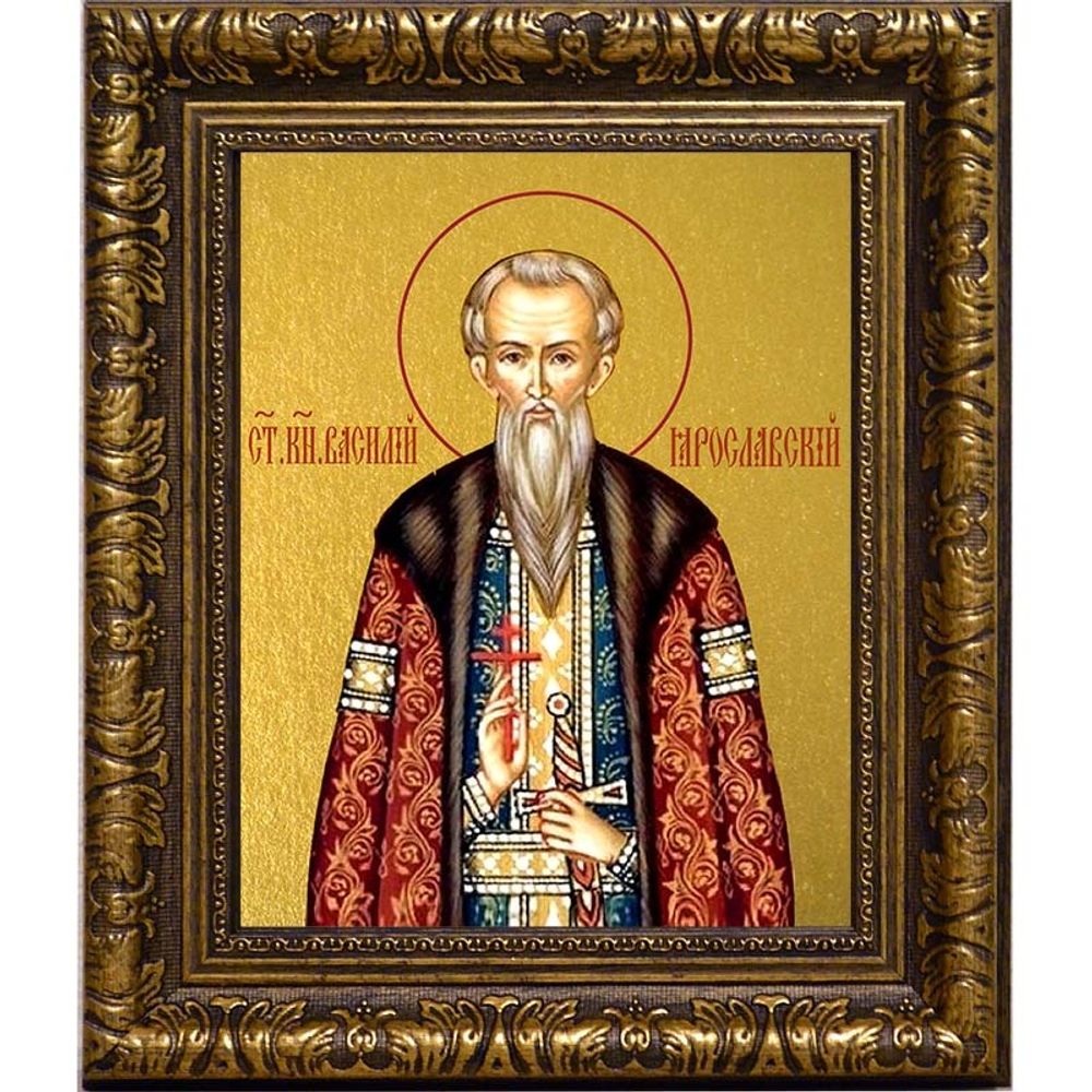Василий Ярославский благоверный князь. Икона на холсте.