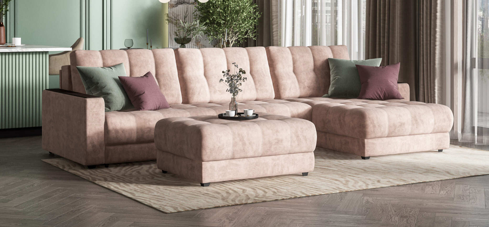 Угловой диван BOSS 3.0 MAX Велюр Royal пион