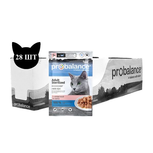 Пауч ProBalance Sterilized для стерилизованных кошек и кастрированных котов с креветкой