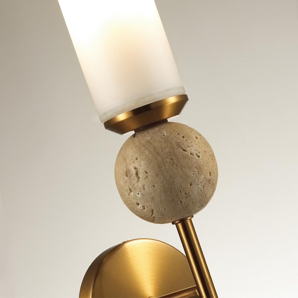 6625/1W MIDCENT ODL25 173 Настенный светильник под латунь/металл/стекло/камень (травертин) IP20 E14 1*E14 40W 220V LOLLA