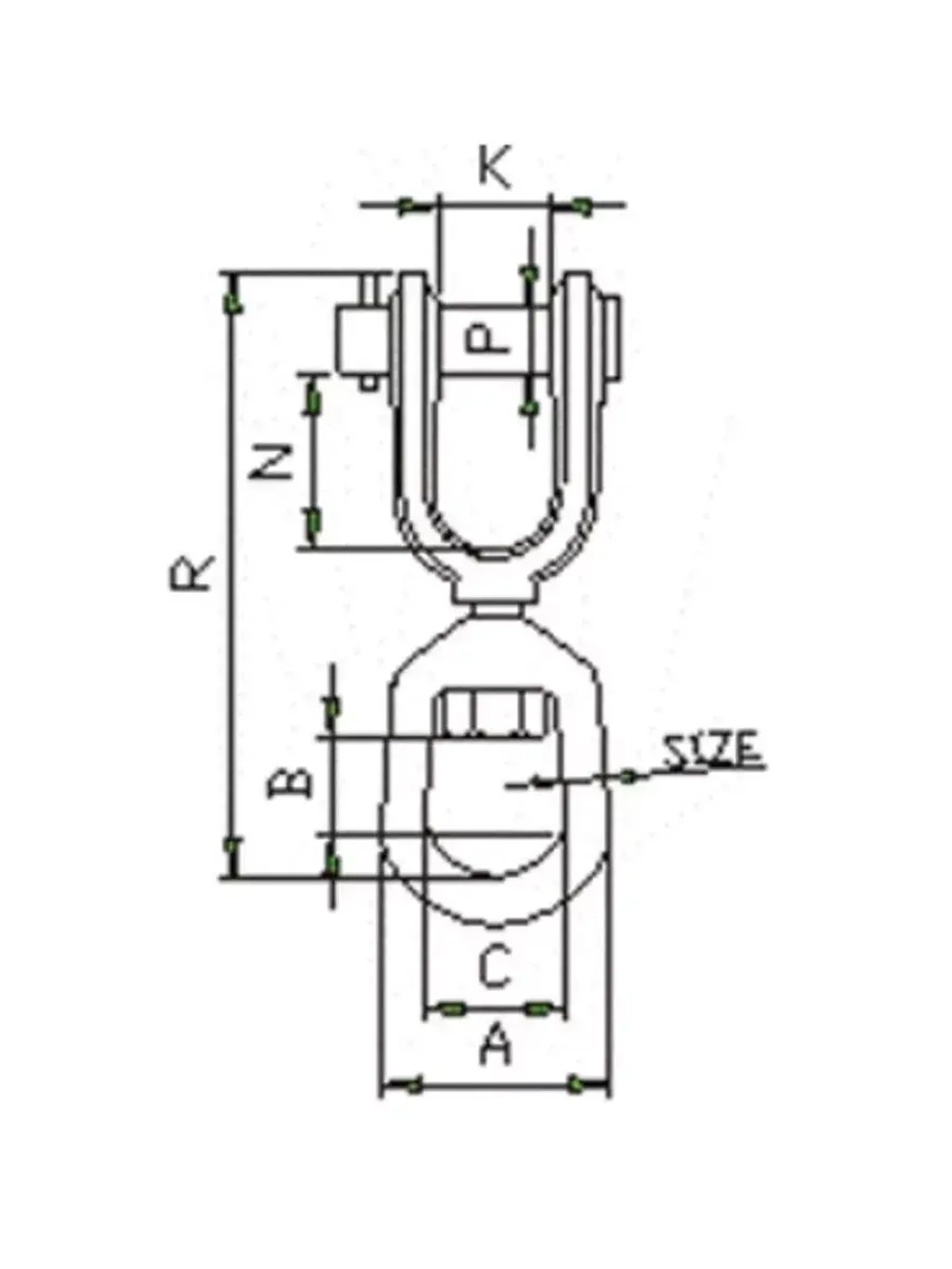 Вертлюг такелажный петля-вилка 3/4" (3265кг)