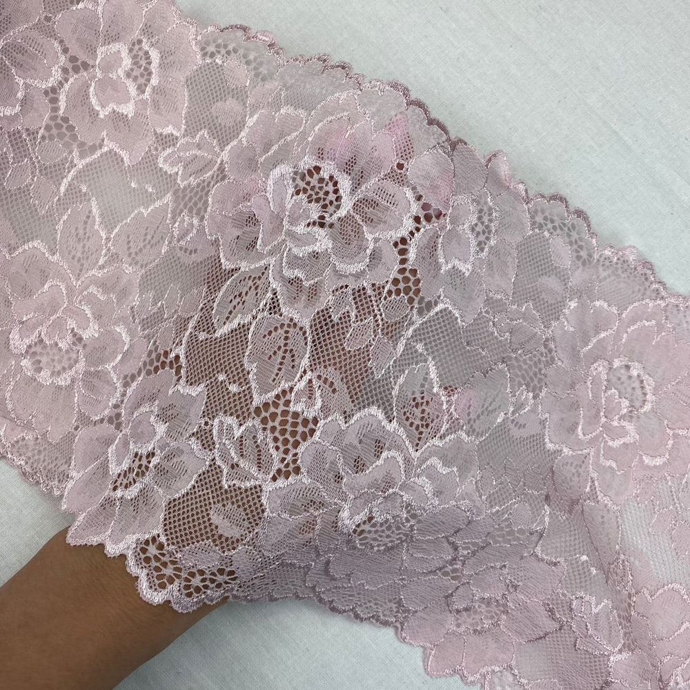 Кружево эластичное розовый/пудра 18,5 см