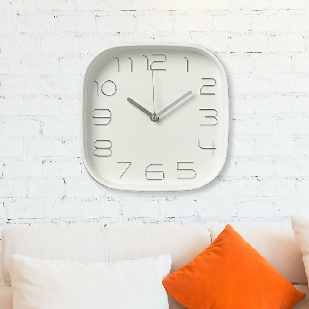 Часы настенные квадратные 25*25см "Классика", корпус белый/серебро