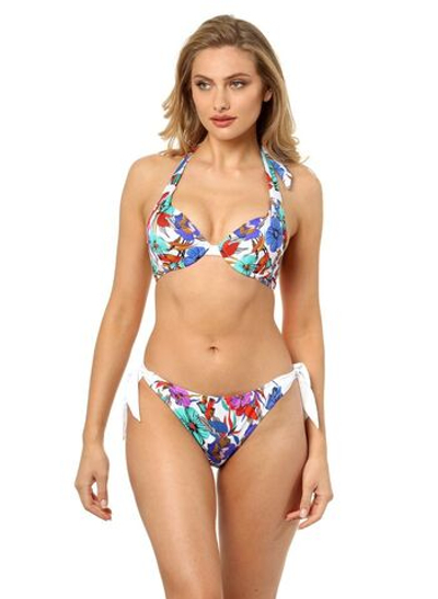 Раздельный купальник с принтом в виде тропических цветов (Размер: C/M) (Цвет: белый)