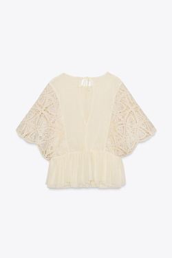 ZARA ТОП С ВЫШИВКОЙ, ВАНИЛЬНЫЙ