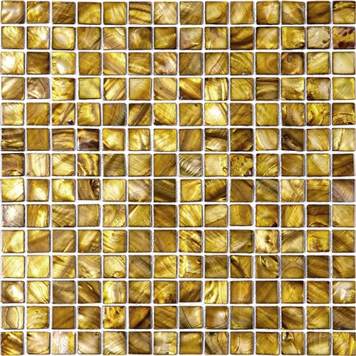 SMA-01-20 Мозаика из ракушки Natural Shell желтый коричневый квадрат глянцевый