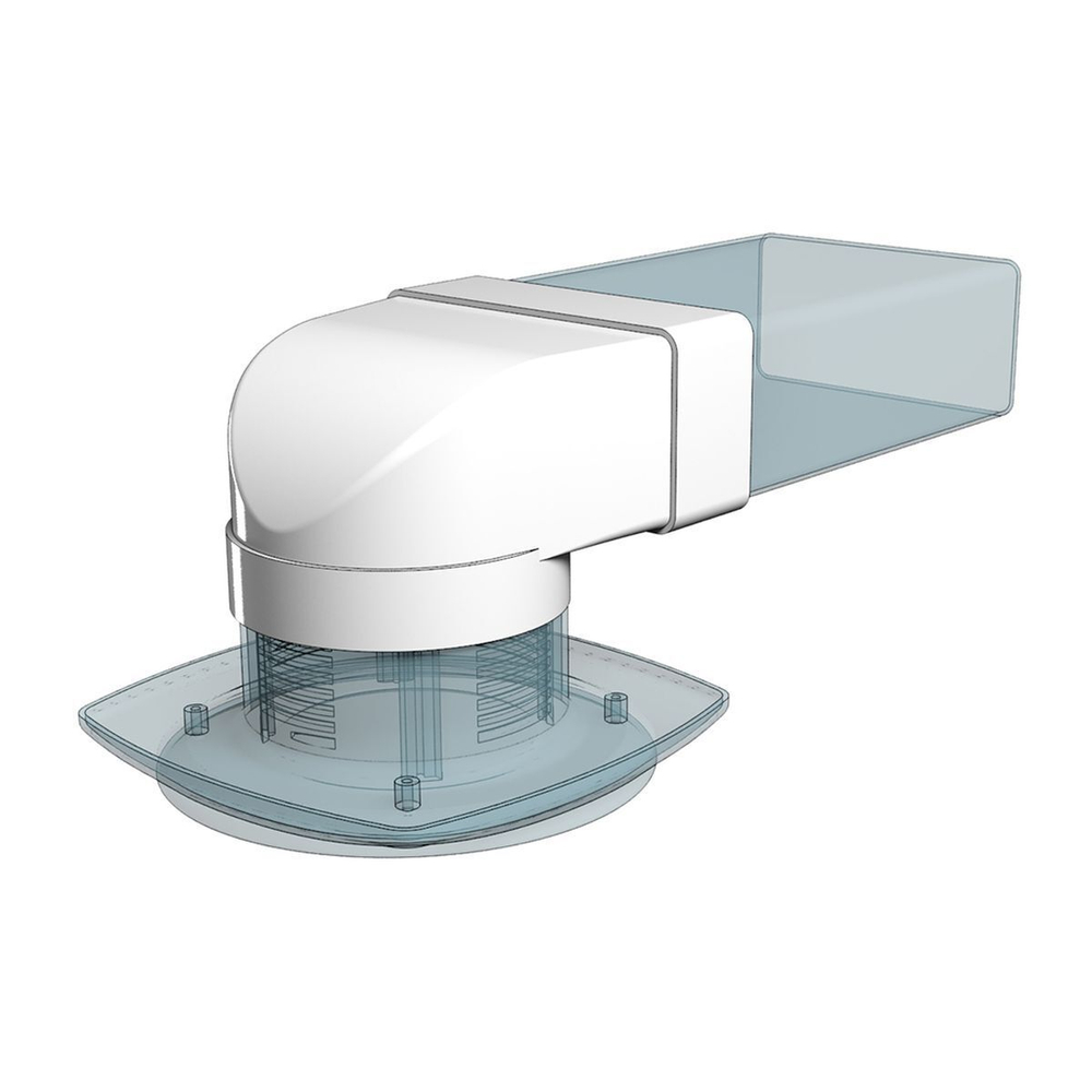 Уголок вентиляционный пластик, d100 мм, плоск+кругл, d120 мм, 60 мм, с раструбом, Эра, 612СК10ФП