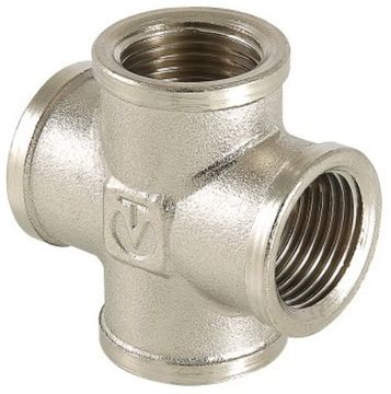 Крестовина Valtec 1/2" ВР с внутренней резьбой латунная никелированная VTr.760.N.0004