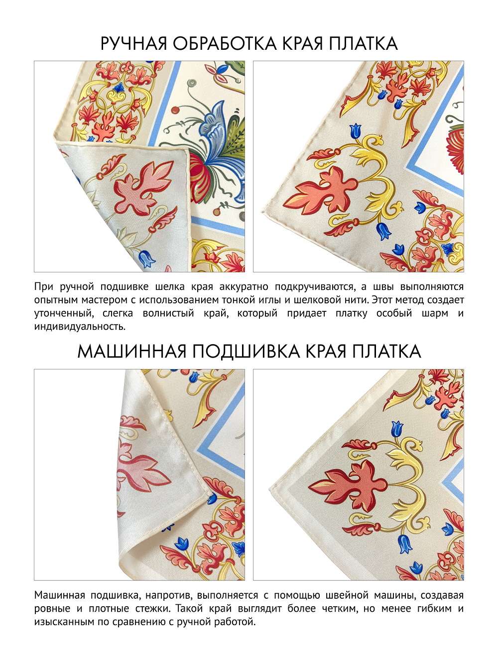 Платок «Зачатьевская роспись. Райский сад» 100% шёлк