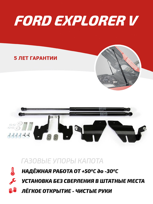 Упоры капота для Ford Explorer V 2010-2019, 2 шт., UFDEXP011