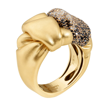 Кольцо с Белыми, Черными и Шампань Бриллиантами, R0132-2/4