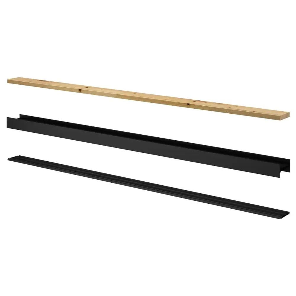 Рейка для коробки раздвижной двери - SKYTTA IKEA/ СКЮТТА ИКЕА, 200х12,2  см, черный/бежевый
