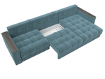 Диван угловой с декором Лига-049 НПБ Лонг, SEVEN 113 ВЕЛЮР бирюзовый