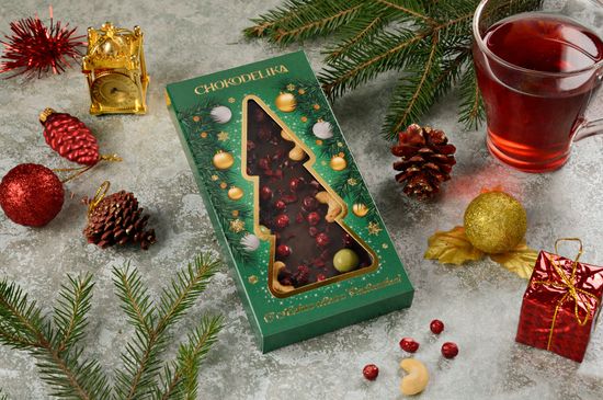 Chokodelika Шоколад темный с украшением "Брусника, вишня, кешью", 100 г