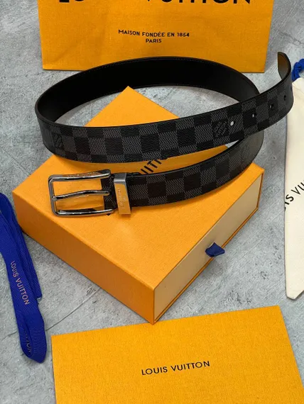 Ремень Louis Vuitton Pont Neuf чёрно-серый