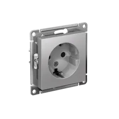 Розетка 1-м СП AtlasDesign 16А IP20 с заземл. защ. шторки механизм алюм. SE ATN000345