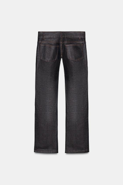 ZARA ДЖИНСЫ TRF С НИЗКОЙ ПОСАДКОЙ И ВОЩЕНЫМ ПОКРЫТИЕМ, ШОКОЛАДНЫЙ