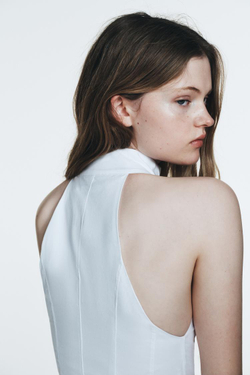 ZARA ПЛАТЬЕ МИДИ ХАЛТЕР ГОДЕ, БЕЛЫЙ