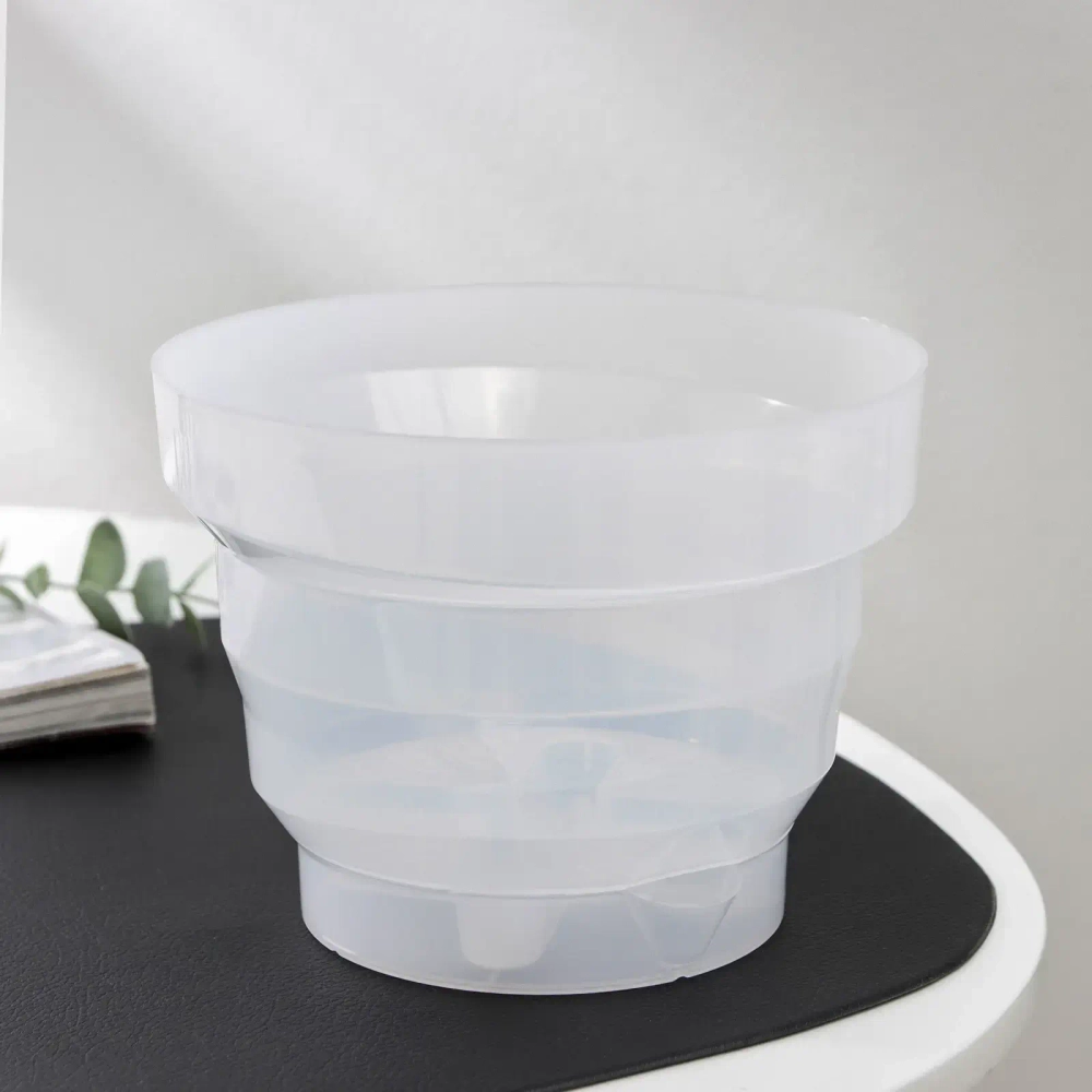 Горшок для цветов пластиковый 1,6л d-17см «Акцент» с поддоном прозрачный