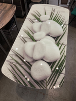 Стол стеклянный с фотопечатью (подстолье прямое раздвижное белое )