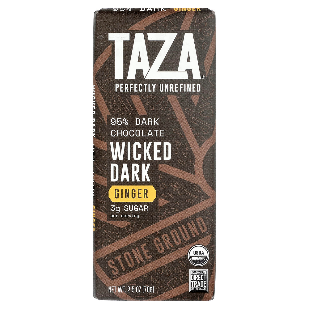 Taza Chocolate, 95% темный шоколад, шоколад, имбирь, 70 г (2,5 унции)