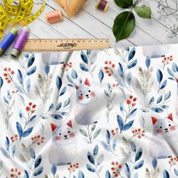 Ткань премиум шелк искусственный Армани белые коты