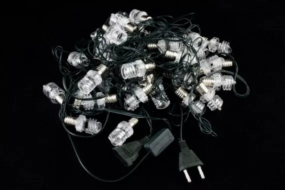 Светодиодная нить Лампочка 8 м., 40 разноцветных LED ламп, зеленый провод, Winner Light (m.01.5G.40+(12))