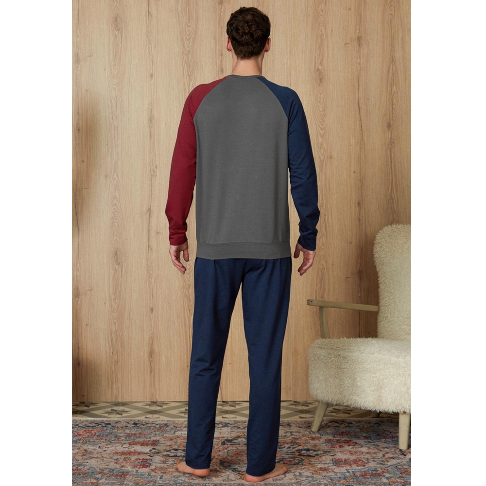 Мужская пижама темно-синяя с двухцветными рукавами Doreanse 4814
