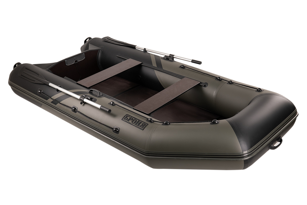 Броня-320 СК слань+киль хаки-черный (Лодка ПВХ под мотор с усилением)