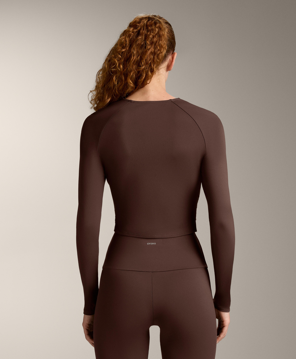 Oysho Лонгслив Comfortlux, коричневый