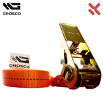 Комплект ремней 1т (2т) / 5м / 25мм (2 шт) стяжных кольцевых GROSCO для крепления груза с храповым механизмом