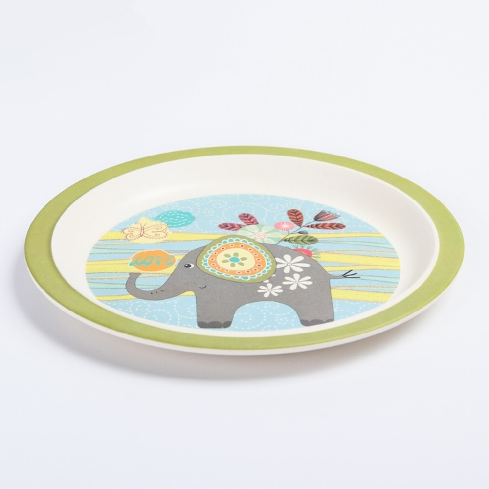 4611367 Набор детской бамбуковой посуды «Слоник», тарелка, миска, стакан, приборы, 5 предметов