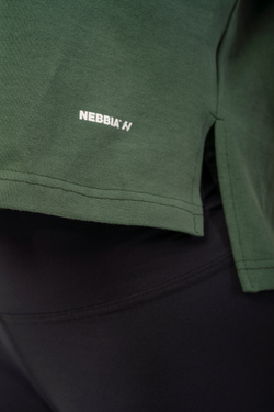 Женская укороченная футболка Nebbia 417 Loose Fit “The Minimalist” Crop Top Dark green