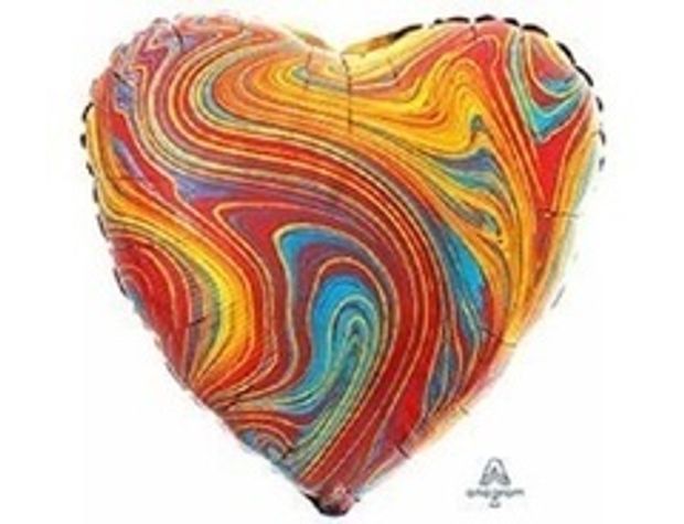AN Шар сердце 18" / 46 см Мрамор Colorful (БГ-15)