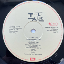 Винтажная виниловая пластинка LP Talk Talk It's My Life (Германия 1984)