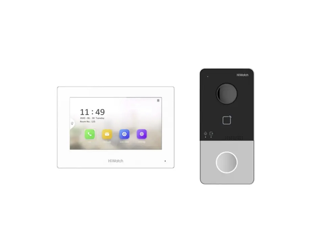 Комплект IP видеодомофона HiWatch DS-D100IKWF(B)